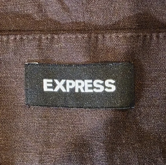 Express NWOT Brown Super High Rise Linen Blend Shorts.  Sz 12 - Picture 2 of 7